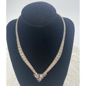 Vintage Sterling Silver Blue Topaz 16 Inch Riccio Chain Necklace - Beautiful!